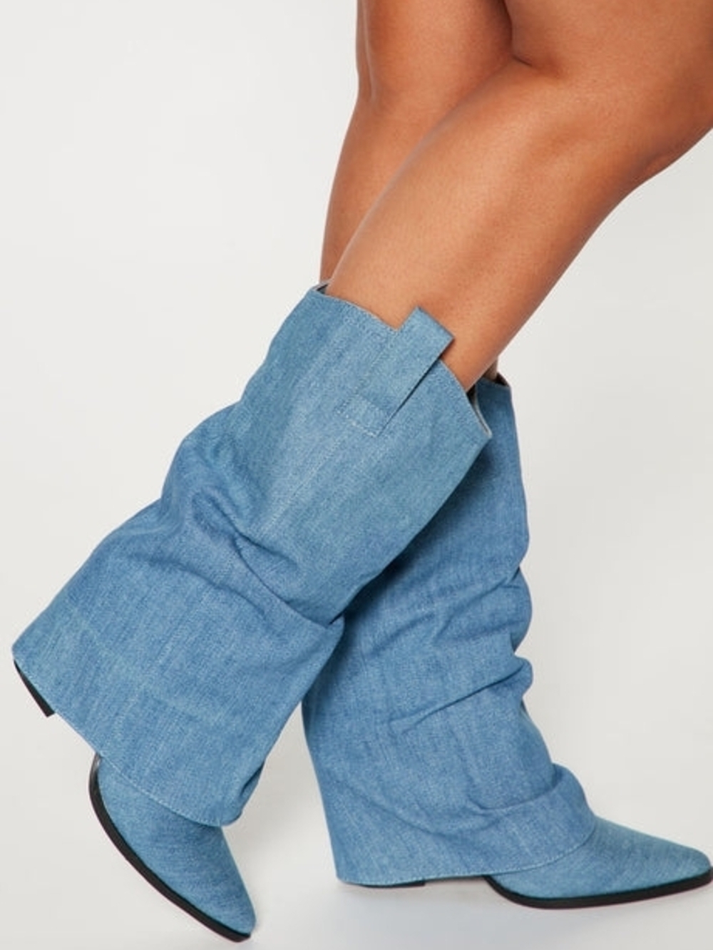 AZALEA WANG "Project: J.A.N.E #58" Denim Blue Slouchy Ankle Booties